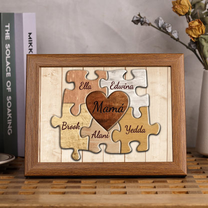 A mi mamá-Marco de 3-9 nombres personalizados rompecabezas de madera-Jessemade ES