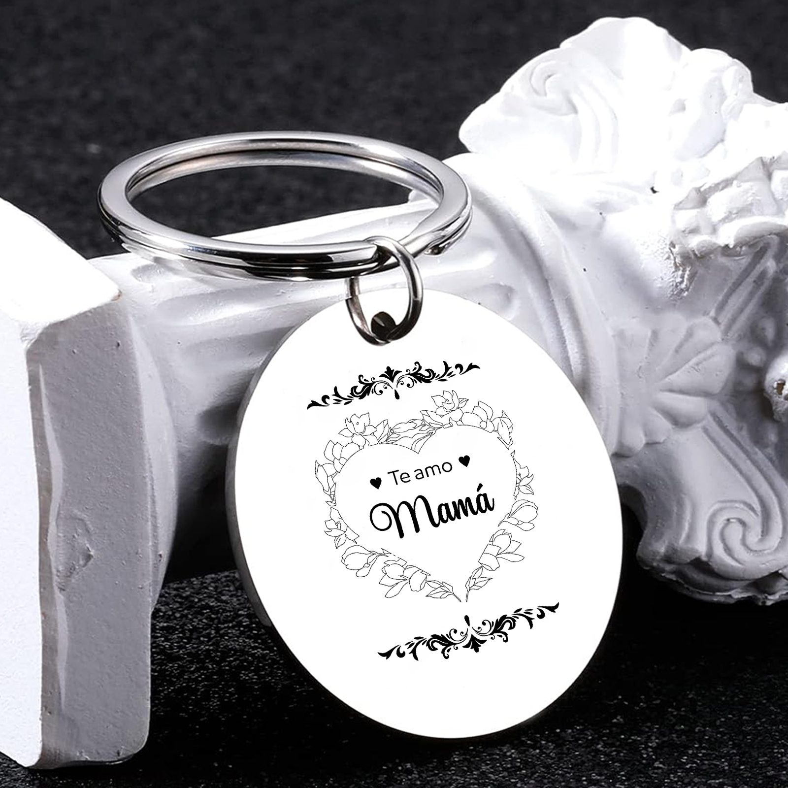 A mi mamá - Llavero de placa redonda "Te amo mamá"