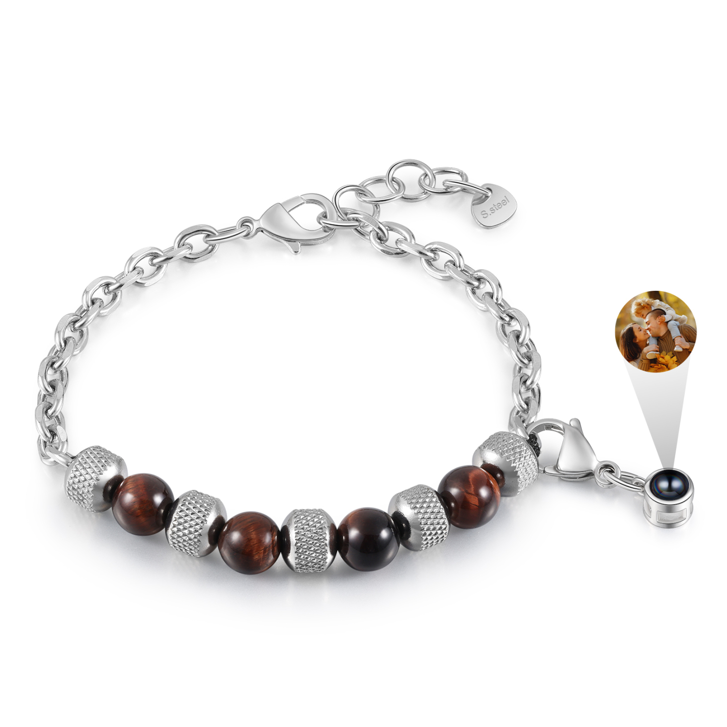 Pulsera de piedras con colgante de proyección de foto en color -Jessemade ES