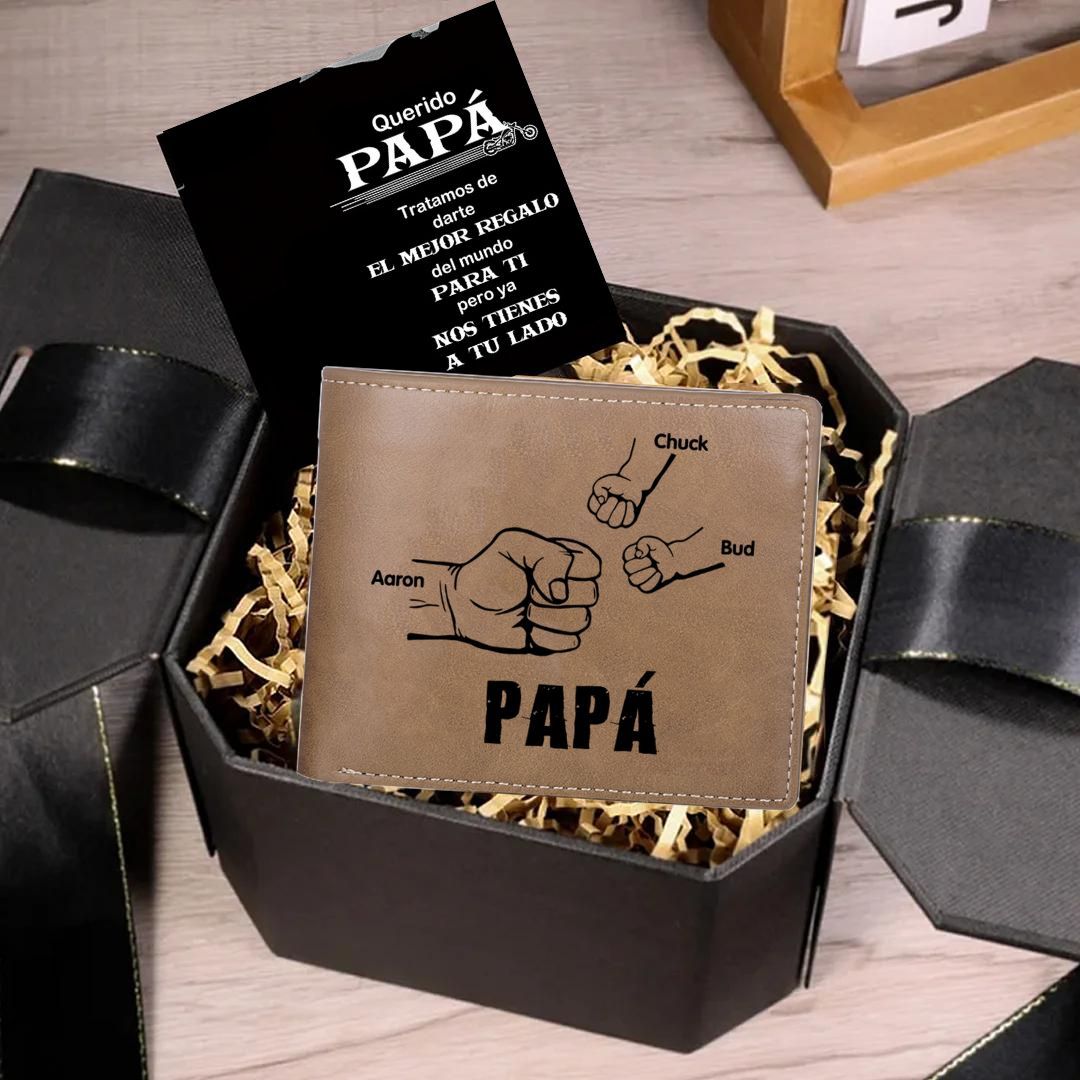 A mi papá-Cartera 2-5 nombres y foto personalizados billetera clásica puño a puño -Jessemade ES