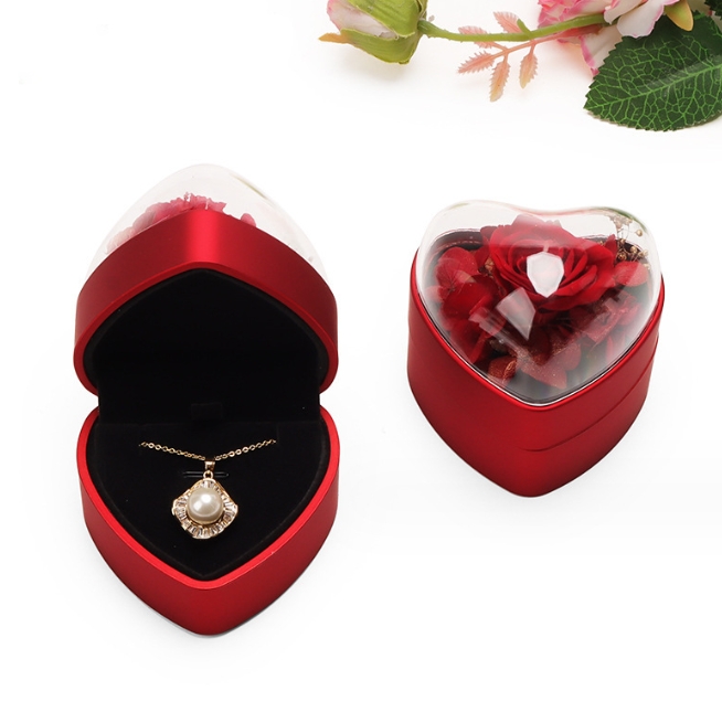 Caja de regalo en forma de corazón caja de joya rosa eterna-Jessemade ES