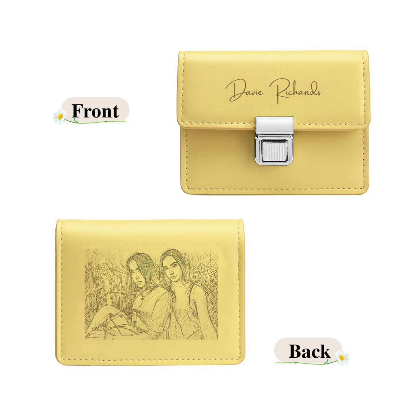 Cartera, billetera con 1 texto y 1 foto personalizados monedero clásico para mujer-Jessemade ES