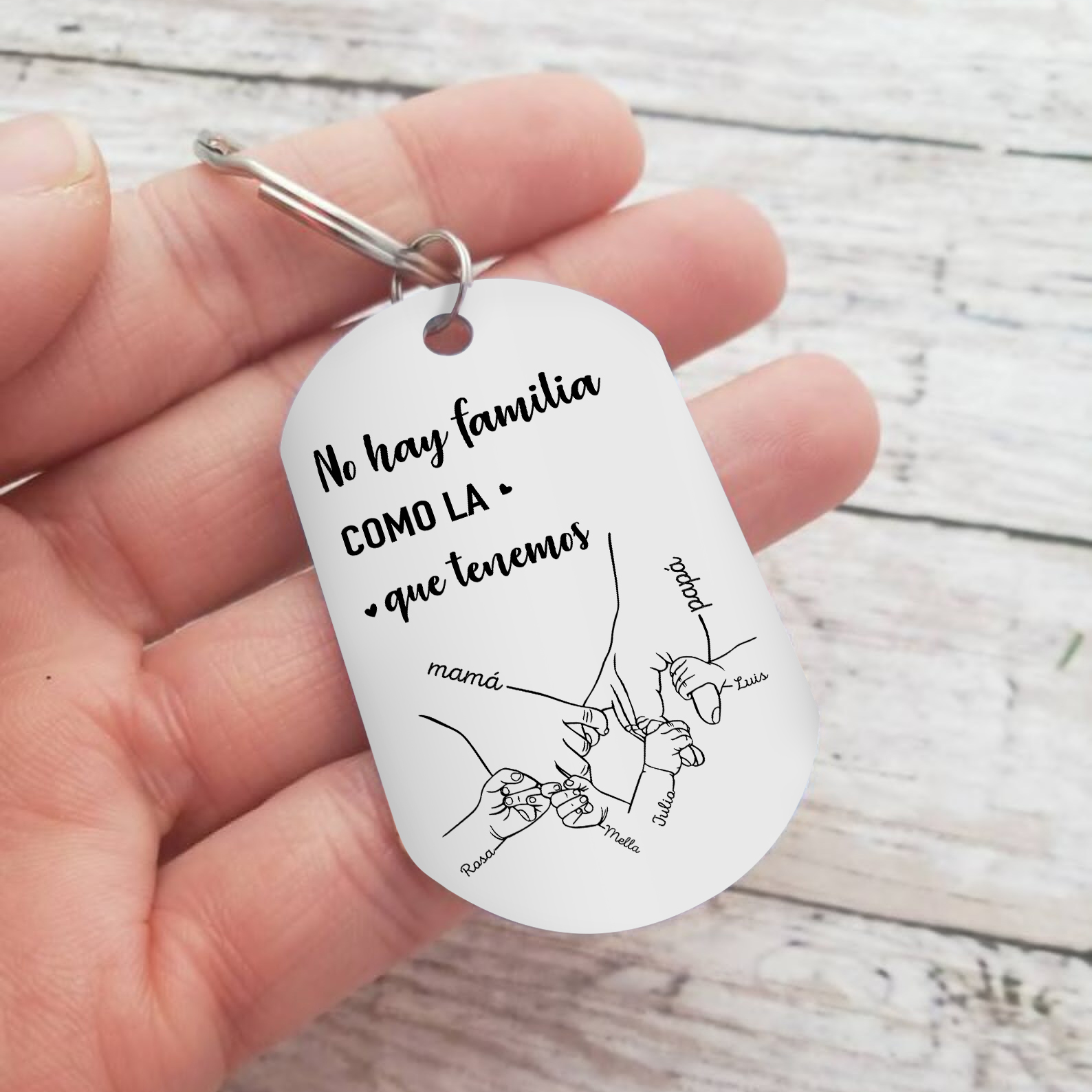 A familia-Llavero Personalizado MANOS COGIDAS 2-6 Nombres-Jessemade ES