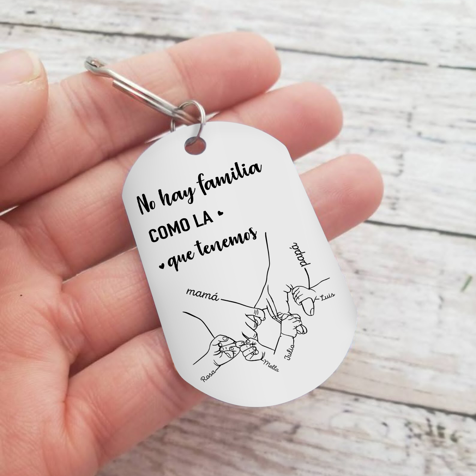 A familia-Llavero Personalizado MANOS COGIDAS 2-6 Nombres-Jessemade ES