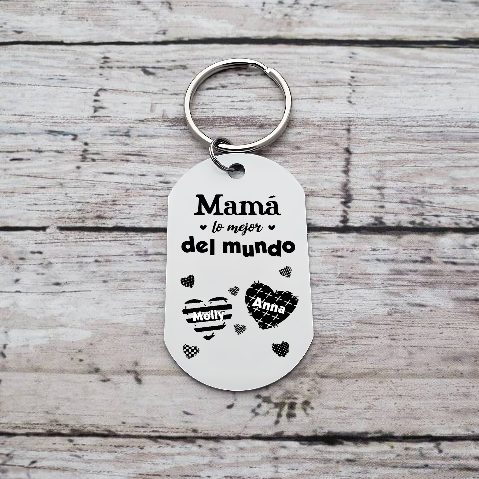 A mi mamá-Llavero 1-6 Nombres Personalizados CORAZONES-Jessemade ES