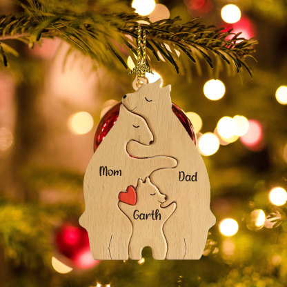 Navidad-Ornamento muñecos navideño de madera familia de canguros 3 nombres personalizados adorno del árbol-Jessemade ES
