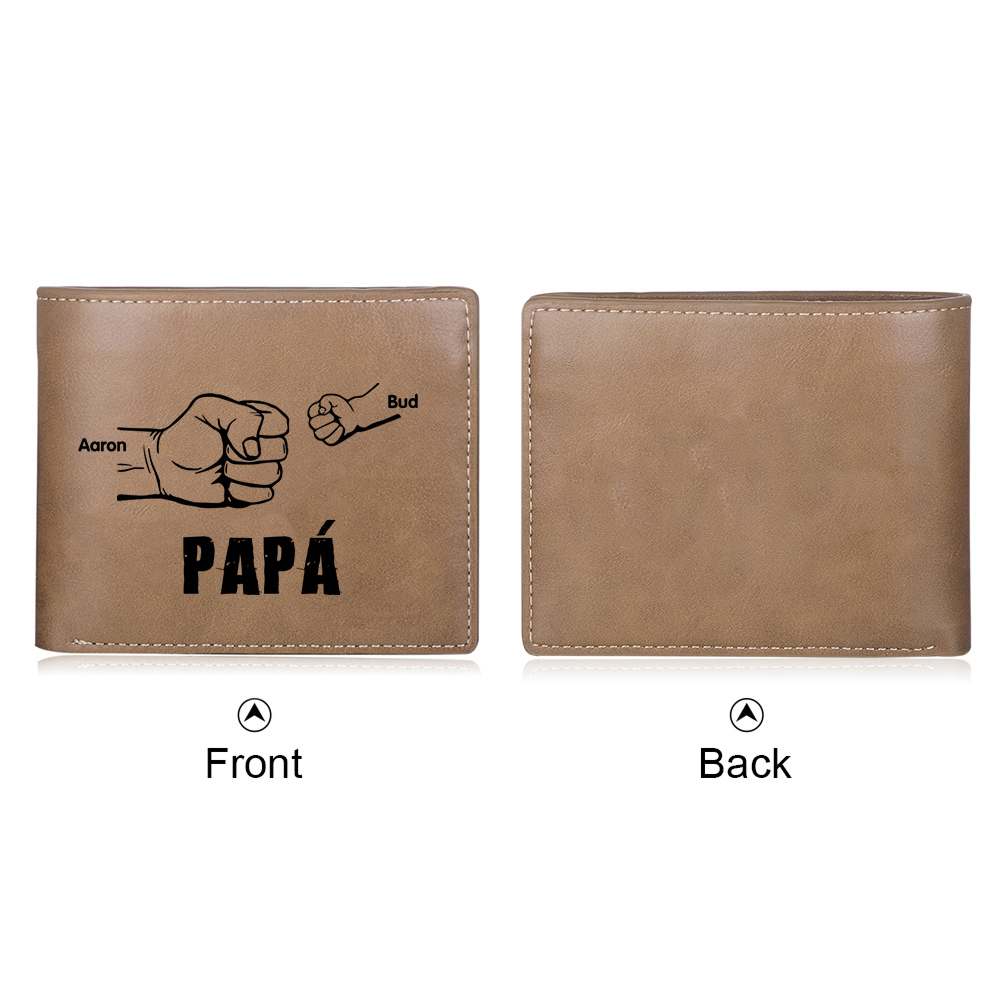 A mi papá-Cartera 2-5 nombres y foto personalizados billetera clásica puño a puño -Jessemade ES