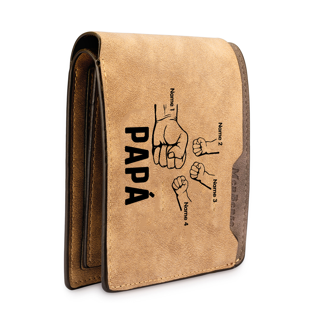 A mi papá-Cartera 2-5 nombres, foto y 3 textos personalizados billetera clásica puño a puño -Jessemade ES