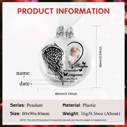 Bola navideña conmemorativa Adorno de Navidad 1 nombre, 1 foto y años personalizados con pluma -Jessemade ES