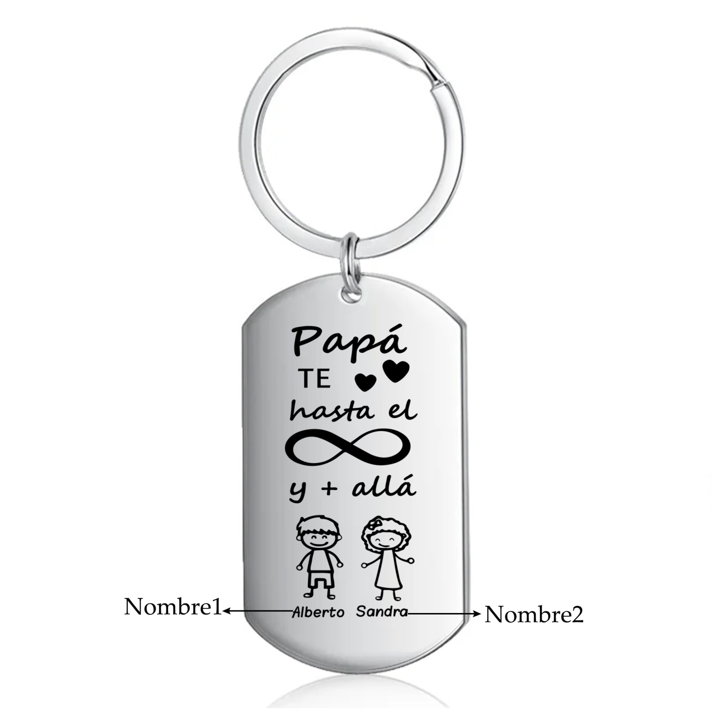 A mi papá-Llavero Personalizado PAPÁ TE AMO HASTA EL INFINITO... 2 Nombres-Jessemade ES