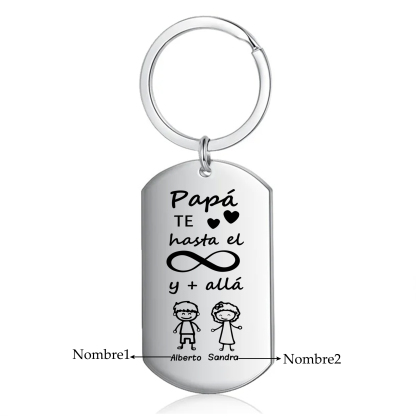 A mi papá-Llavero Personalizado PAPÁ TE AMO HASTA EL INFINITO... 2 Nombres-Jessemade ES