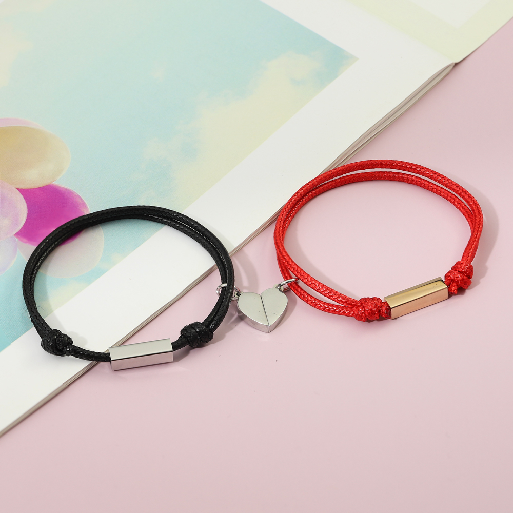 Pulsera de dos piezas de cuerda 2 nombres personalizados para pareja