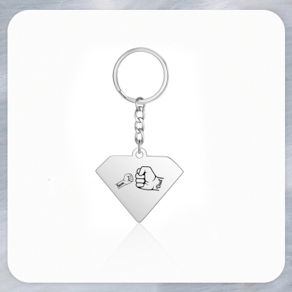 Llavero en forma de Superman puño con puño con 1 nombre personalizado con texto-Jessemade ES