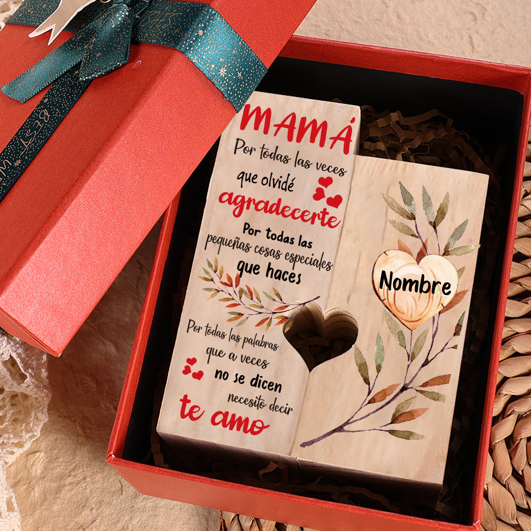 A mi madre-Candelero de madera de dos piezas sin candela 1 nombre personalizado