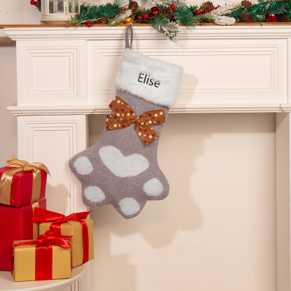 Adornos de medias navideñas en forma de pata Bolsa de regalo 1 Nombre personalizado-Jessemade ES