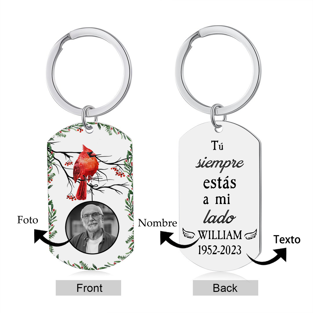 Llavero conmemorativo a un ser querido personalizado con foto, nombre y años-Jessemade ES