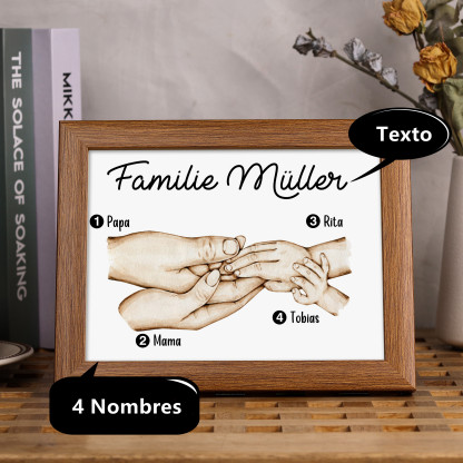A mi papá-Marco de madera mano a mano 4 nombres personalizados con texto-Jessemade ES