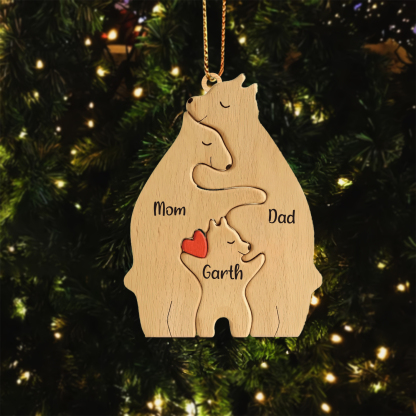 Navidad-Ornamento muñecos navideño de madera familia de canguros 3 nombres personalizados adorno del árbol-Jessemade ES