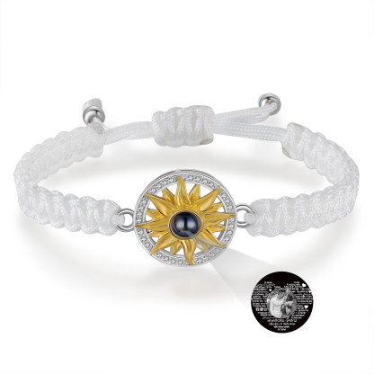 Pulsera con proyección de foto con dije de girasol cuerda blanca-Jessemade ES