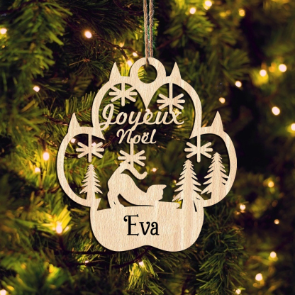 Navidad-Ornamento navideño de pata de gato con 1 nombre personalizado