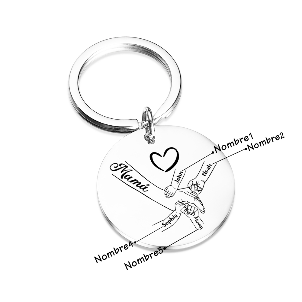 A mi mamá-Llavero 1-6 Nombres Personalizados MANOS COGIDAS-Jessemade ES