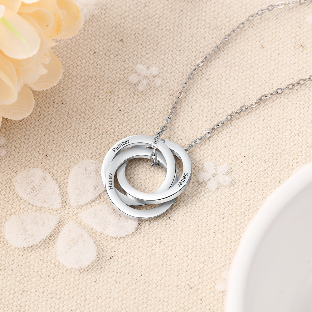 Collar de aros rusos personalizado con 3 nombres-Jessemade ES