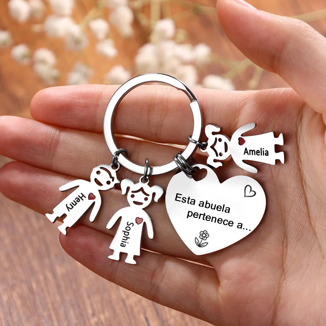 A mi abuela - Llavero con 5 nombres personalizados en "niños"-Jessemade ES