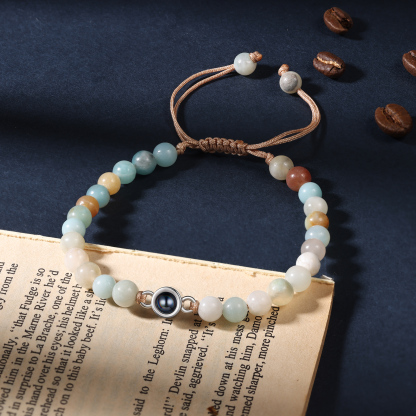 Pulsera de perlas de cristal con proyección de foto en color-Jessemade ES