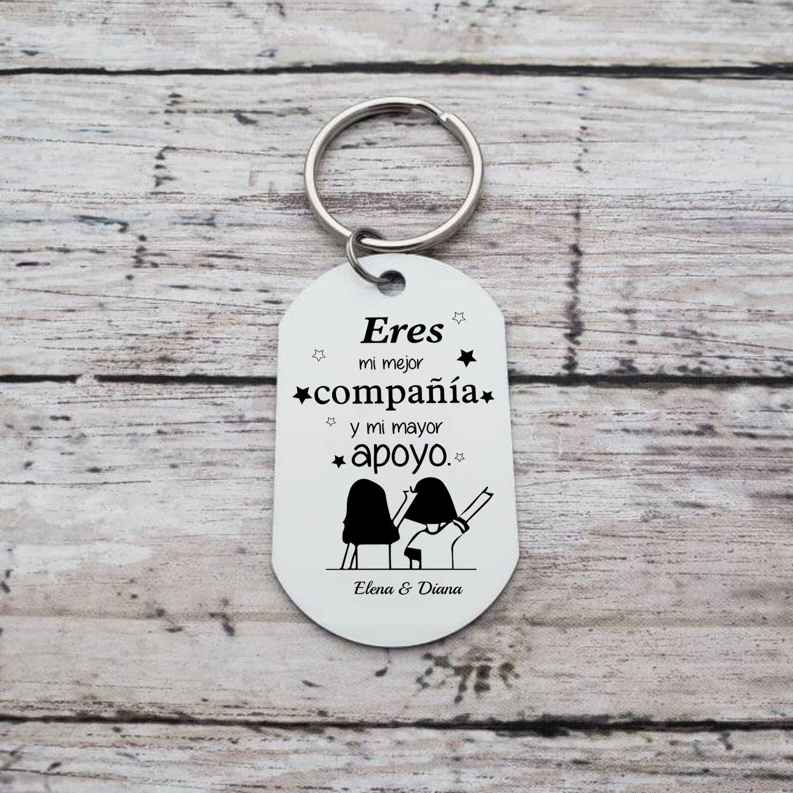 A mi amiga/hermana - Llavero con 2 nombres personalizados con foto-Jessemade ES