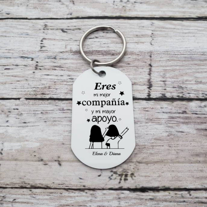 A mi amiga/hermana - Llavero con 2 nombres personalizados con foto-Jessemade ES