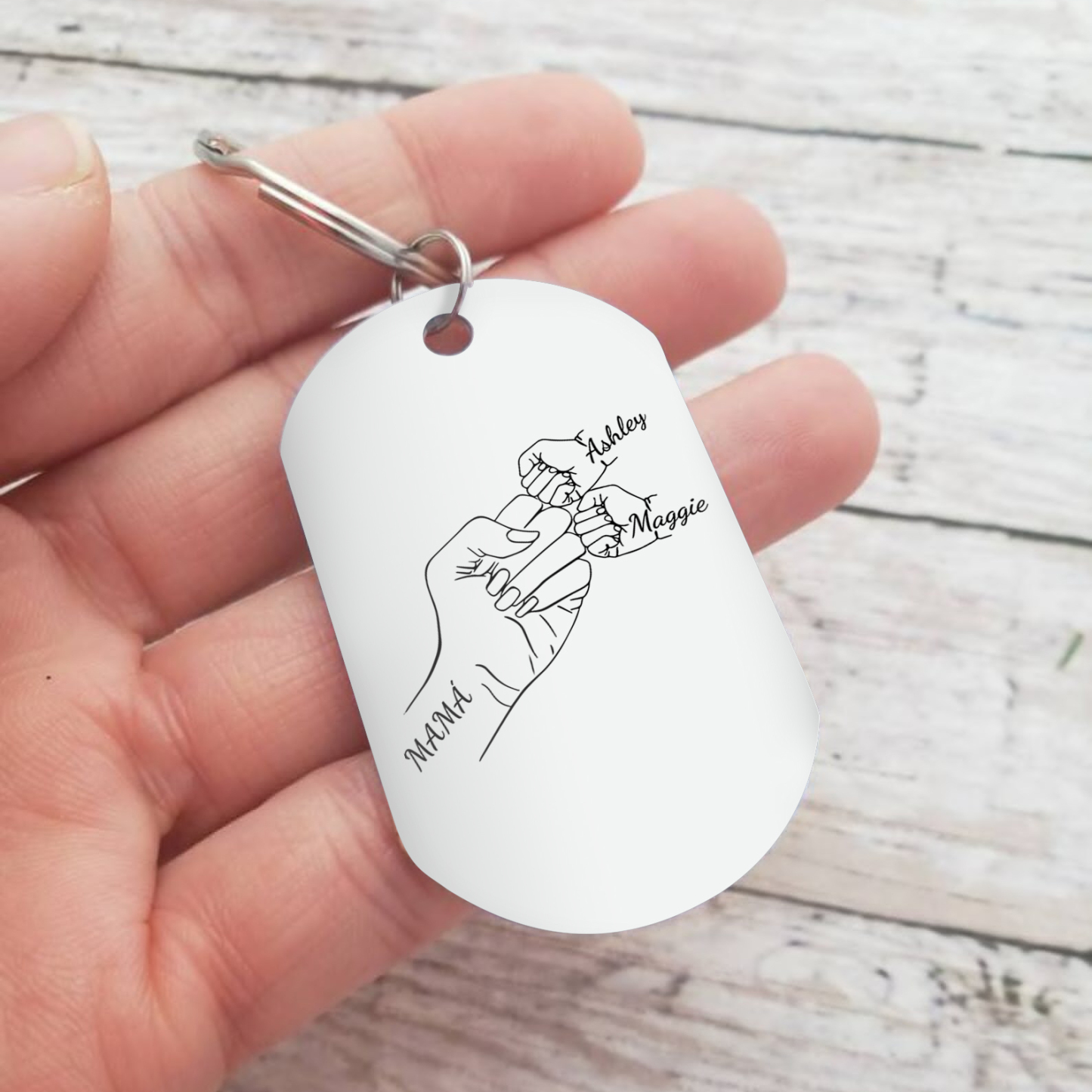 A mi mamá-Llavero 1-4 Nombres Personalizados "PUÑO CON PUÑO"-Jessemade ES