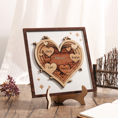 A mi mamá-Adorno 2-6 nombres personalizados decoración de madera de corazón-Jessemade ES