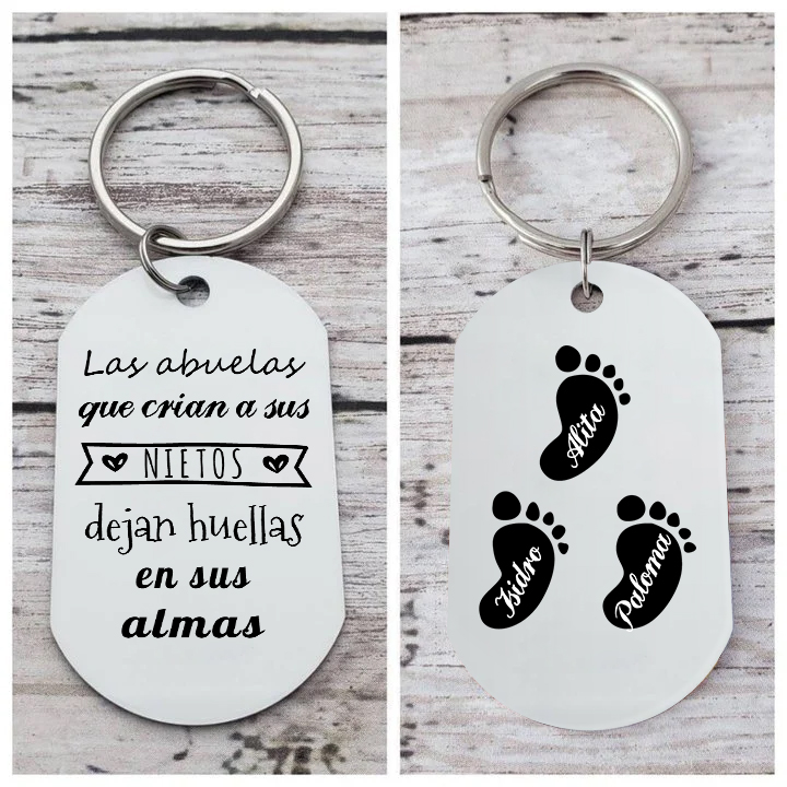 A mi abuela - Llavero 1-5 Nombres Personalizado LAS ABUELAS DEJAN HUELLAS EN NIETOS-Jessemade ES