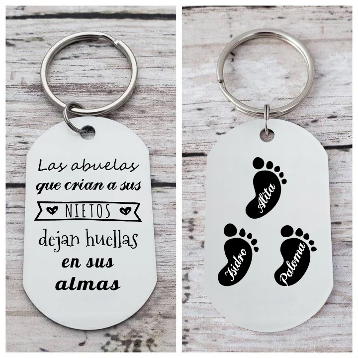 A mi abuela - Llavero 1-5 Nombres Personalizado LAS ABUELAS DEJAN HUELLAS EN NIETOS-Jessemade ES