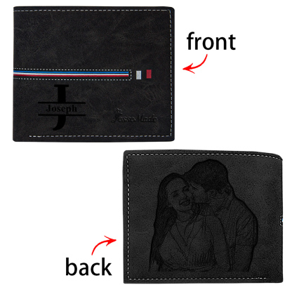 Cartera, billetera personalizada con 1 foto, 1 nombre y 1 letra monedero para hombre-Jessemade ES