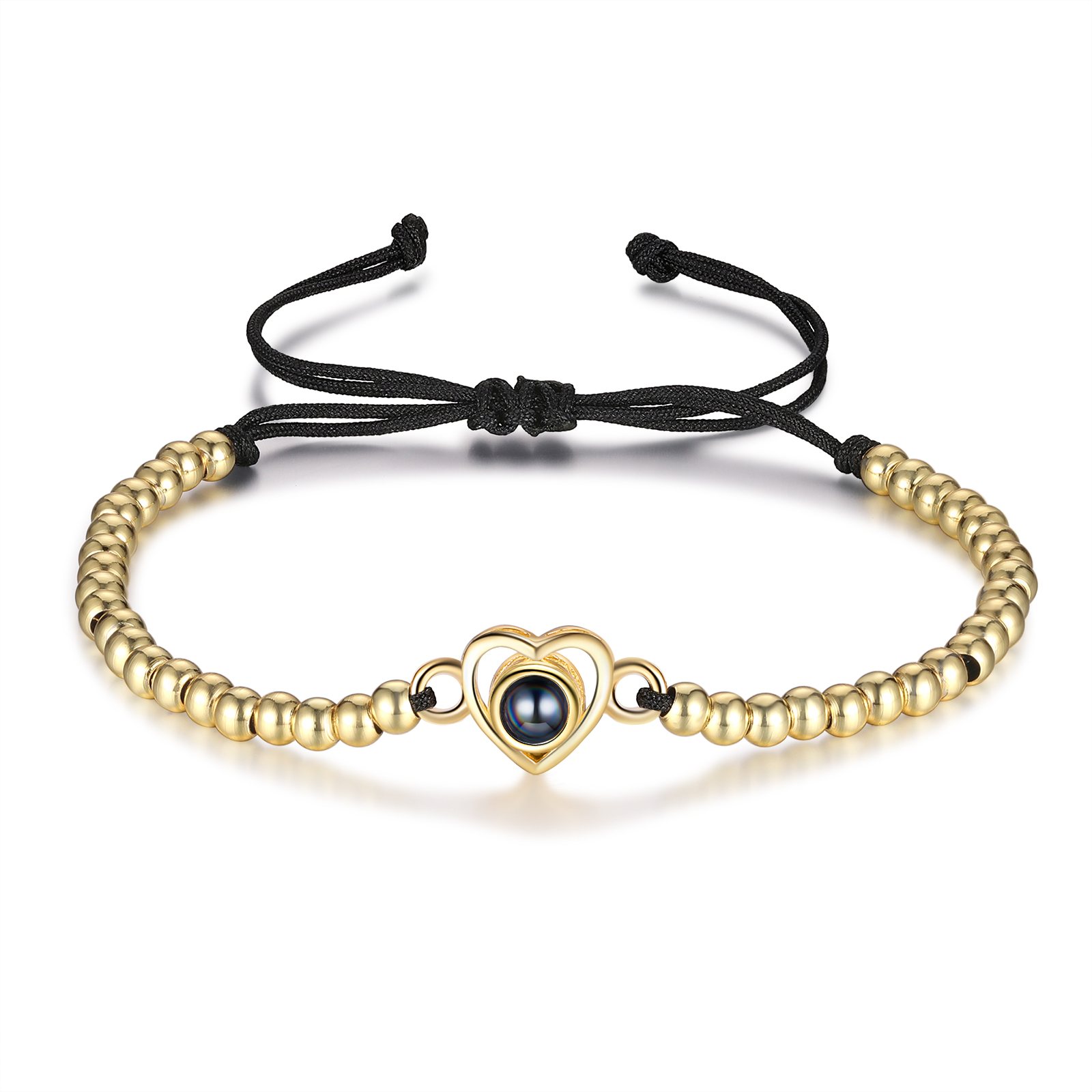 Pulsera con proyección de foto en color con dije de corazón pulsera de perlas ajustable-Jessemade ES