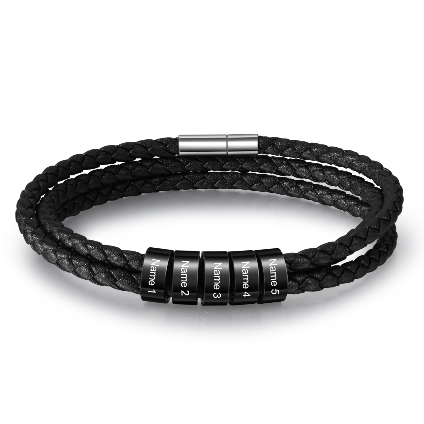 Pulsera de cuero trenzado con 2-5 nombres personalizados para hombre-Jessemade ES