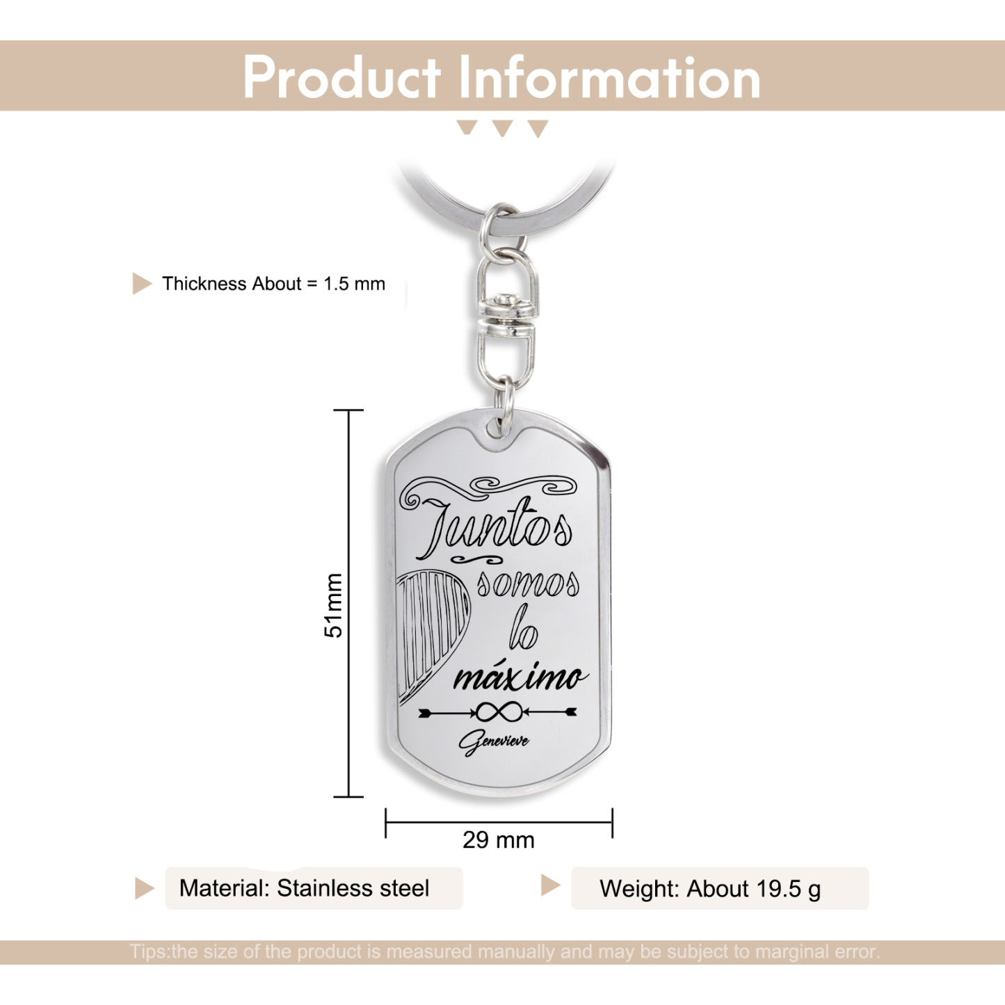 Llavero personalizado con 1 nombre para pareja unidad de llaveros-Jessemade ES