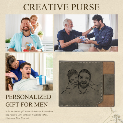 Kit de regalo-Llavero, cartera y bolígrafo con 2 nombres y 2 letras personalizados con foto para hombre-Jessemade ES