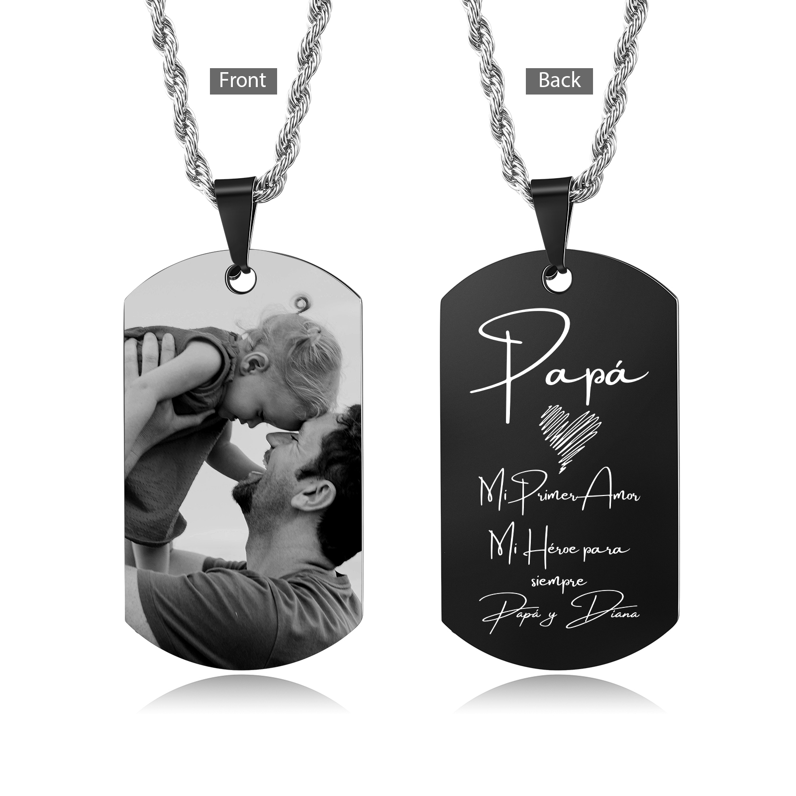 A MI PAPÁ-Collar de placa personalizada con texto y foto-Jessemade ES