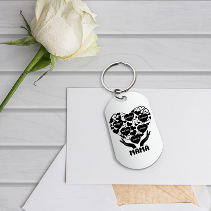 A mi mamá/abuela-Llavero 1-7 Nombres Personalizados con Texto CORAZONES Y MANOS