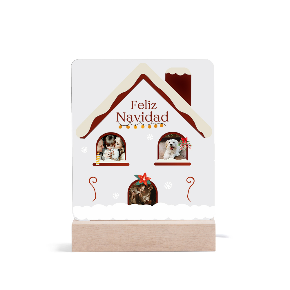 Navidad-Lámpara Luz de Noche LED Feliz Navidad con 3 Fotos Personalizadas-Jessemade ES