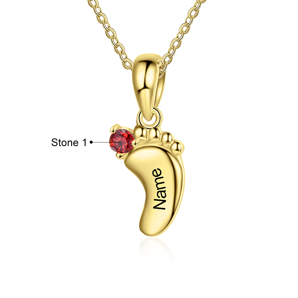 Collar pie de bebé con 1-6 nombres personalizados y 1-6 piedras de nacimiento color oro-Jessemade ES