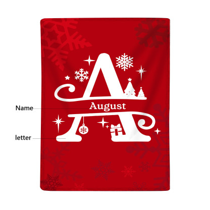 Manta de buen calidad de Navidad personalizada con 1 letra y 1 nombre-Jessemade ES