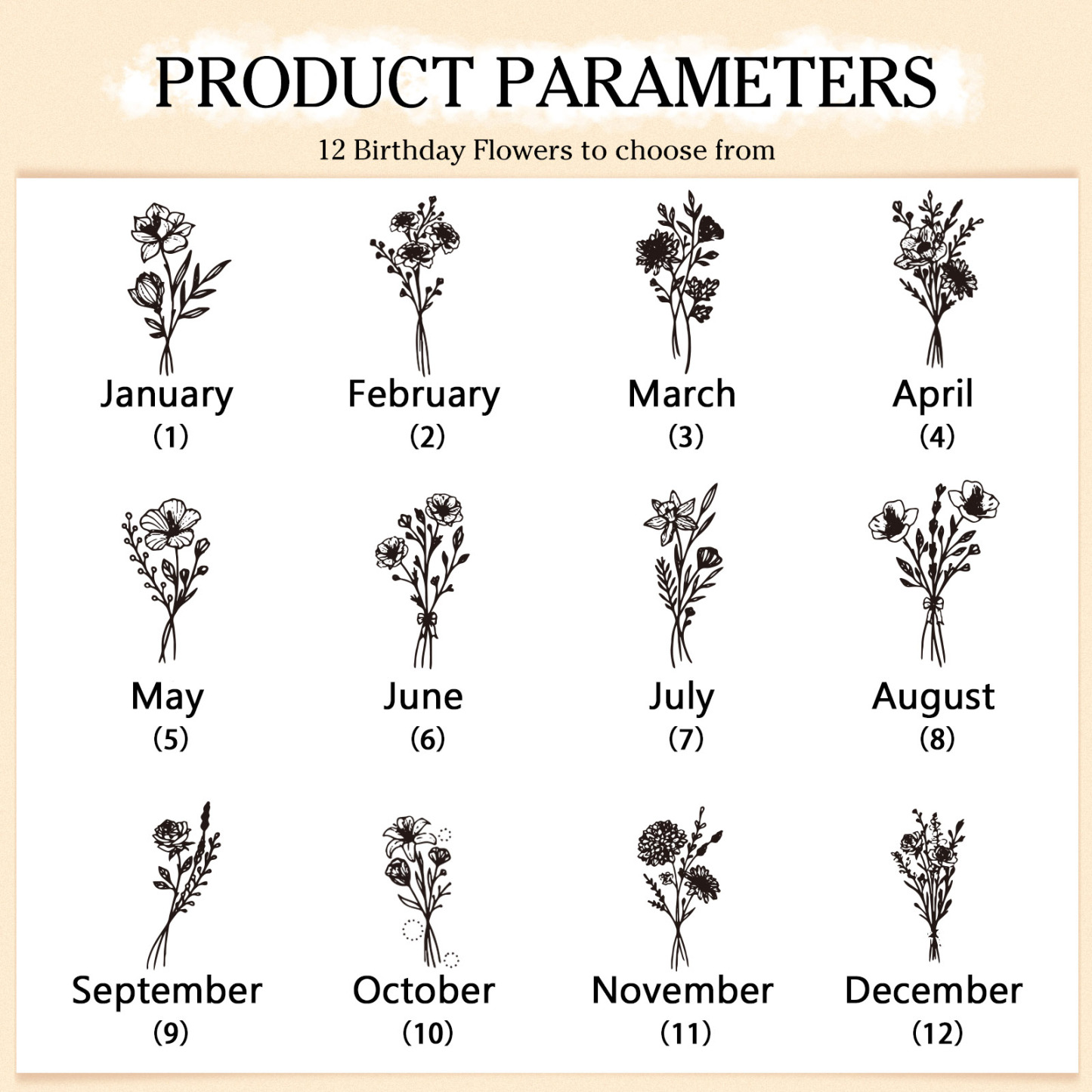 A mi mamá/abuela - Llavero con 1 nombre y piedra de nacimiento personalizados en corazón con texto y flor-Jessemade ES