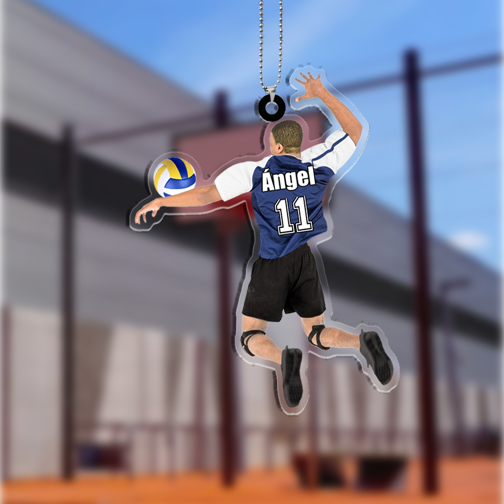 Llavero de acrílico chico/chica con voleibol nombre, número y personaje personalizados-Jessemade ES