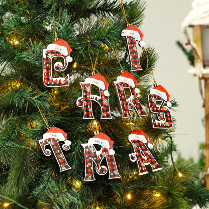 Navidad-Ornamentos Navideños de Madera Letra 1 Nombre Personalizado
