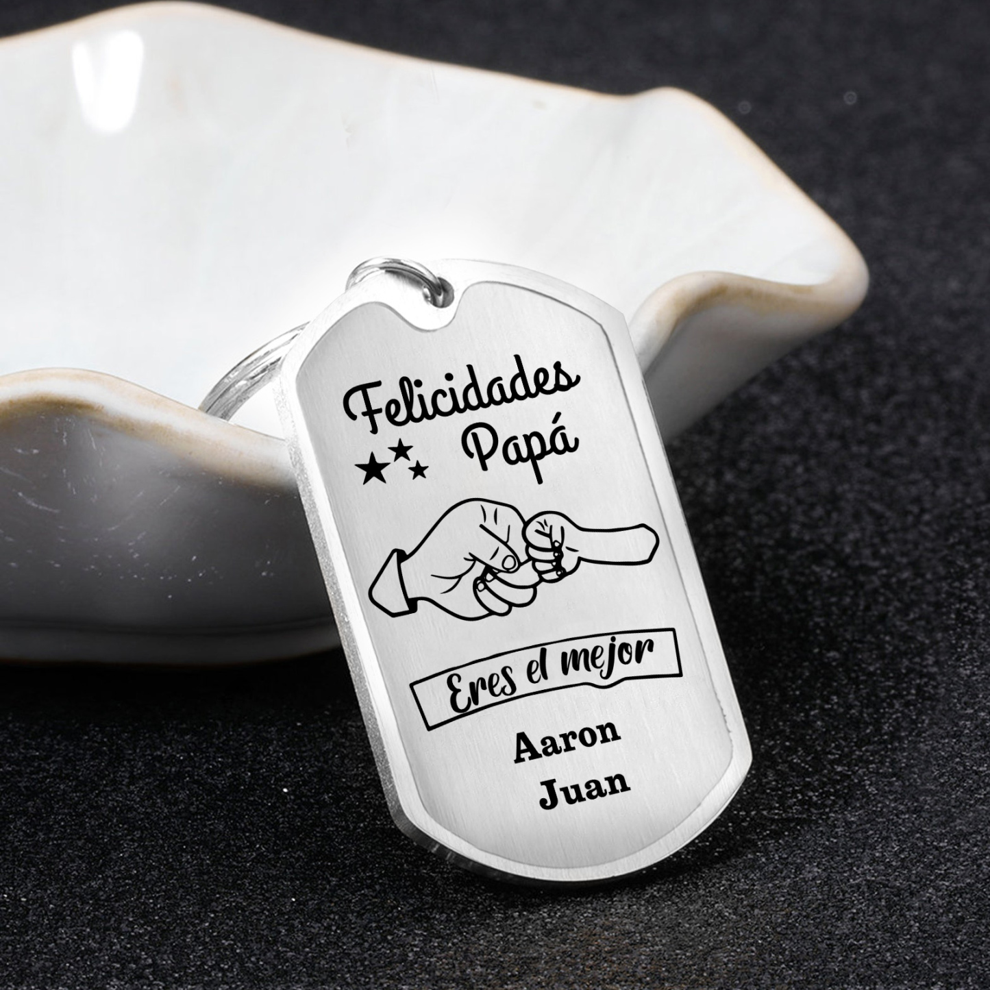 A mi papá-Llavero Personalizado Puño con Puño 2 Nombres-Jessemade ES
