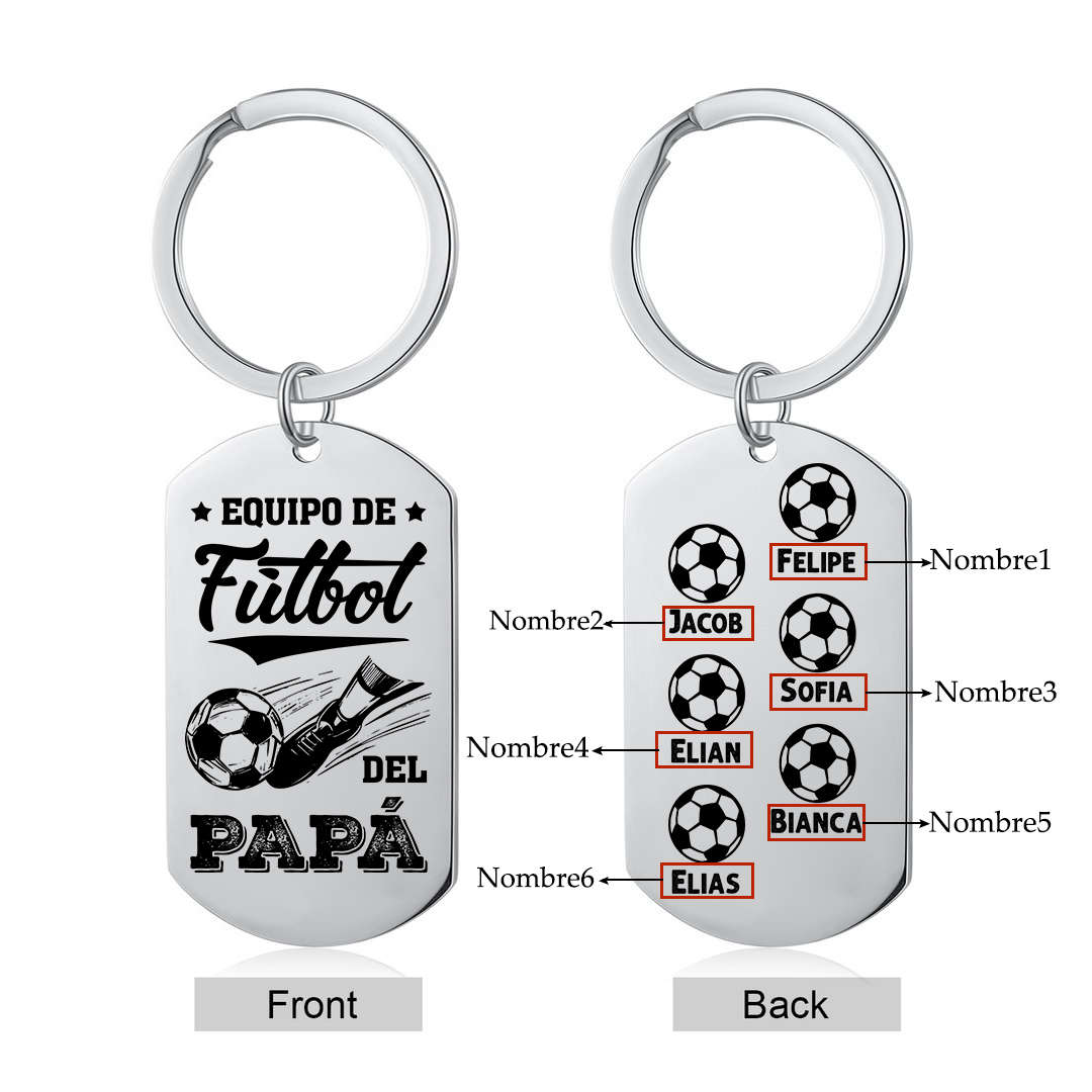 A mi papá-Llavero 1-7 Nombres Personalizados EQUIPO DE FÚTBOL DEL PAPÁ-Jessemade ES