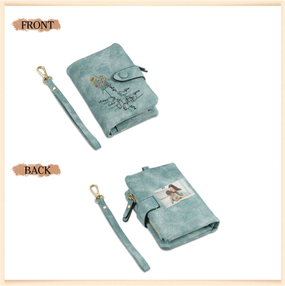 Cartera, billetera con 6 nombres y 1 foto personalizados mano con manito monedero clásico para mujer-Jessemade ES